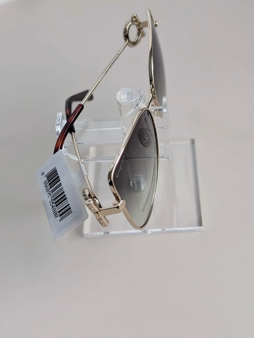 NWT Ferragamo SF296SR Gold Green Gradient Crystal Sunglasses 60mm